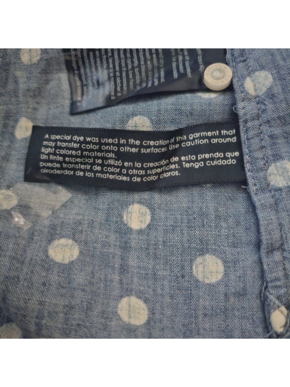 Tommy Hilfiger Women's Chambray Roll Tab Sleeve Polka Dot Print Shirt Size S/P - Picture 11 of 16